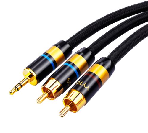 3.5mm to 2 RCA Audio Cable – Upgraded Versions for Computer and Speaker Connection