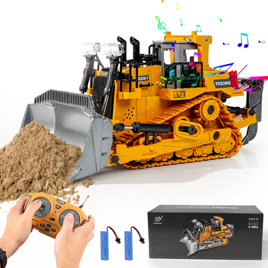 RC Construction Toys for Kids Ages 3-Year-Old RC Bulldozer Toys for Boys Remote Control Construction Vehicles Tractor Toys for Kids 3-5 4 5 6 7 8 Year Old Birthday Gift