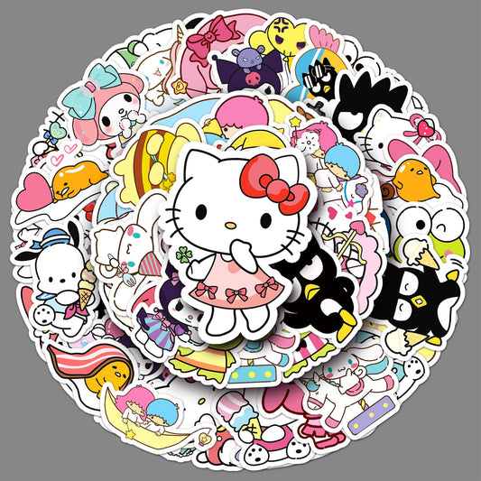 50Pcs Sanriio Stickers Kawaii Cartoon Stickers Hello Kitty Kuromi Sticker Vinyl Sticker Decal Decor