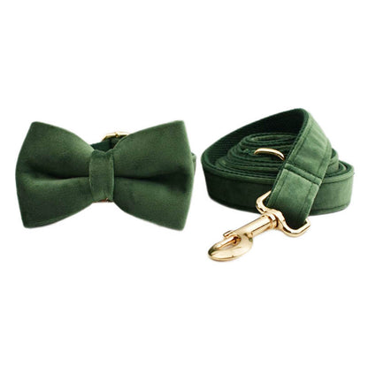 Velvet Pet dog cat Collar with Traction Rope