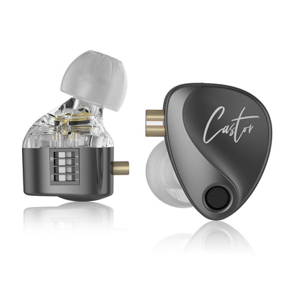 KZ Castor IEM KZ Harman Edition in ear Monitor with Dual Dynamic Drivers Tunable in ear Headphones Earphones with 2dd Adjusting Switch Noise-isolating Silicone Eartips (Bass Version Without Mic)