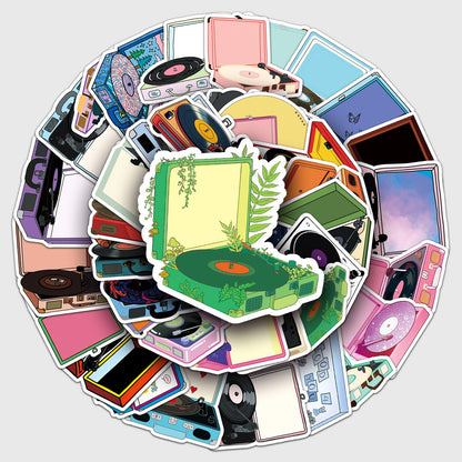 50 Pcs Record Player Stickers Vinyl Decal Sticker