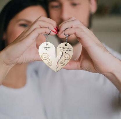 Engraved Wooden Love Couple Keychain valentine birthday gift