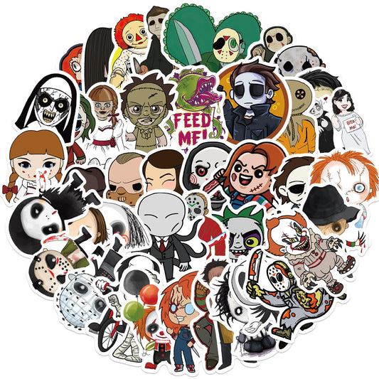 50Pcs Horror Movie Sticker Cool Terror Halloween Stickers Vinyl Decal Sticker Waterproof