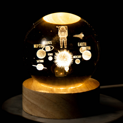 3D Solar System Crystal Ball Lamp