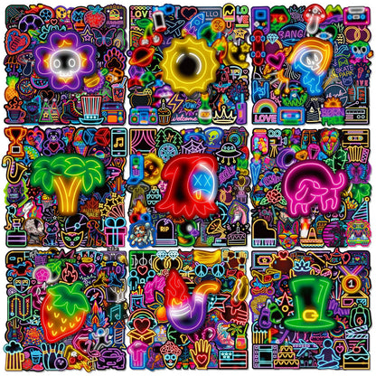 300PCS Neon Stickers Kids Teenagers Cool Stickers Vinyl Sticker Decal Decor Waterproof