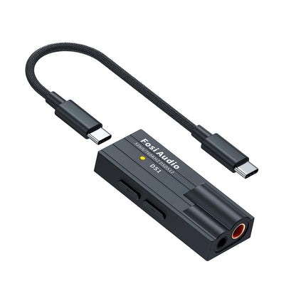 Fosi Audio DS1 USB C DAC Headphone Amp DSD512 ES9038Q2M HiFi Mini Audio Adapter Supports 32bit/768kHz with 4.4MM and 3.5MM Dual Headphones Outputs Compatible with Smartphones/Laptop/PC/Music Players