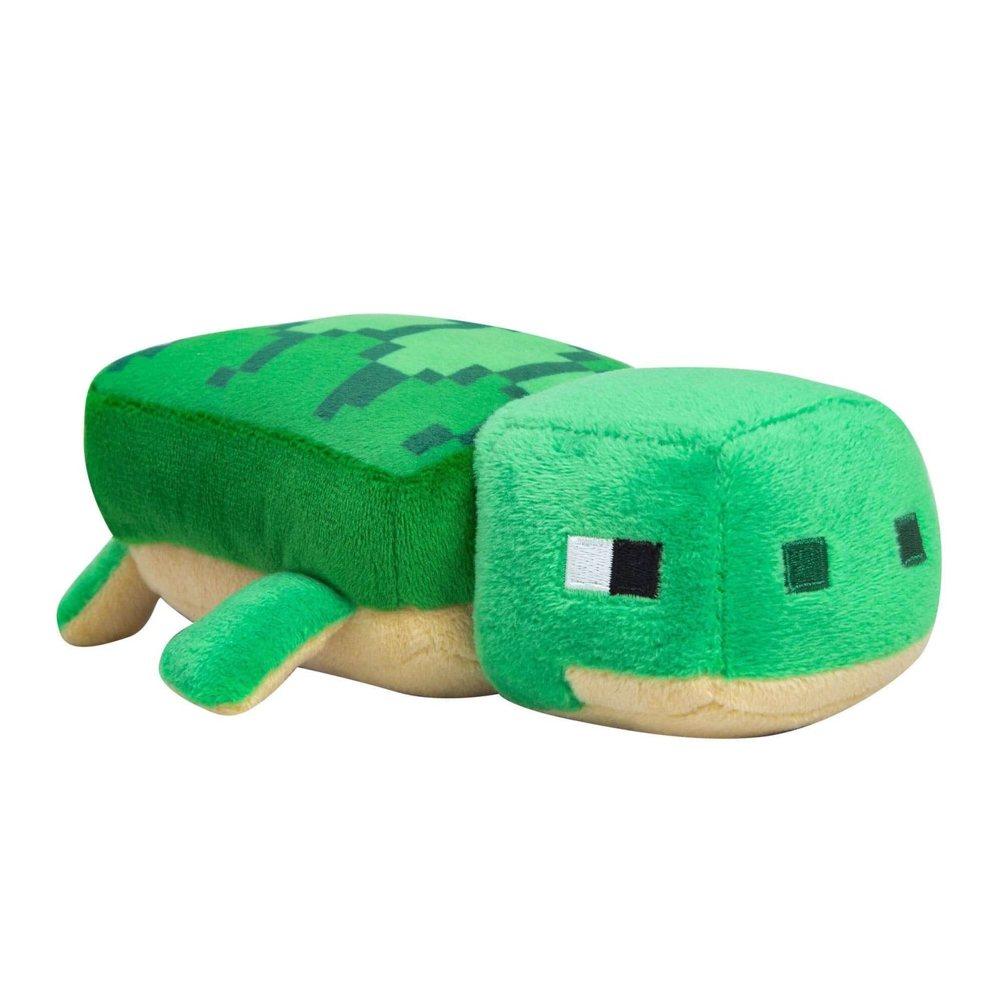 Minecraft sea turtle plush toy with green soft fabric and block design, perfect for cuddling.