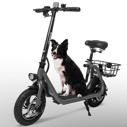 Phantomgogo Commuter R1 - Electric Scooter for Adults - Foldable Scooter with Seat & Carry Basket - 450W Brushless Motor 36V - 15MPH 265lbs Max Load E Mopeds for Adults