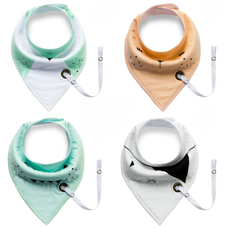 Baby Cotton Triangle Bib with Double Layer and Snap Closure over 95% pure cotton