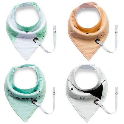 Baby Cotton Triangle Bib with Double Layer and Snap Closure over 95% pure cotton