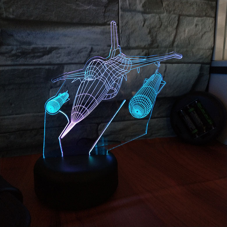 3D Fighter Jet Touch Control LED Night Light Gift