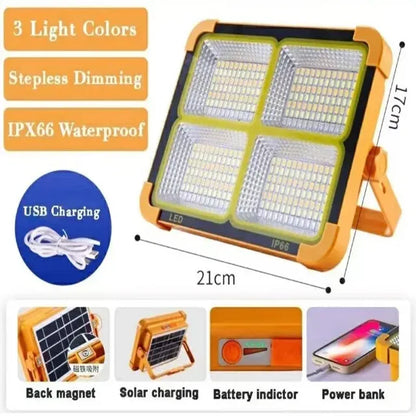 Portable Rechargeable Solar LED Flood Light Projector