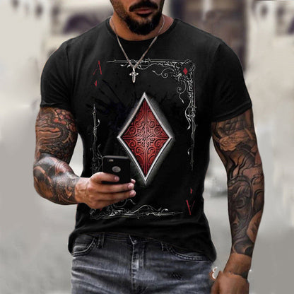 Playing Card Printing Men T Shirt Top