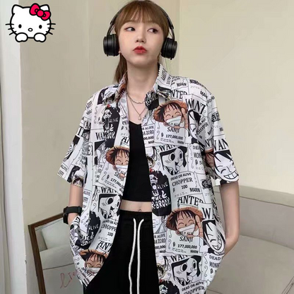 Anime One Piece Luffy Casual Couple Cardigan Top