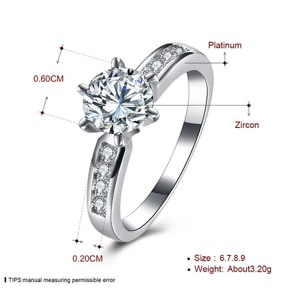 Platinum Six-Prong Ring Jewelry valentine couple birthday date gift