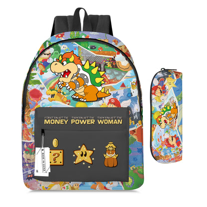 Mario Cartoon Backpack Set with Lunch Bag & Pencil Case