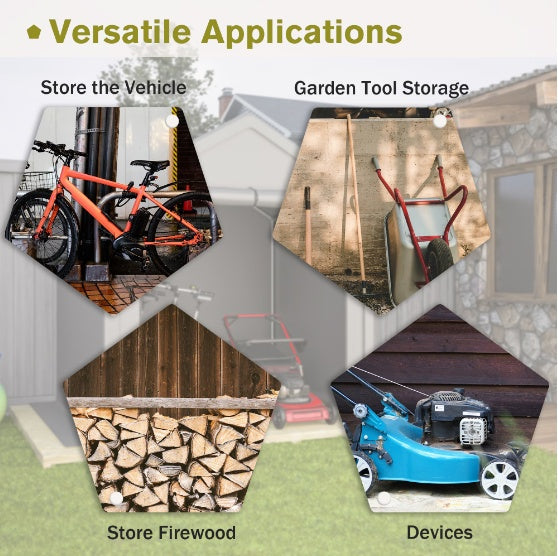 Garage Ventilated Carport 8x8ft sun shade outdoor storage