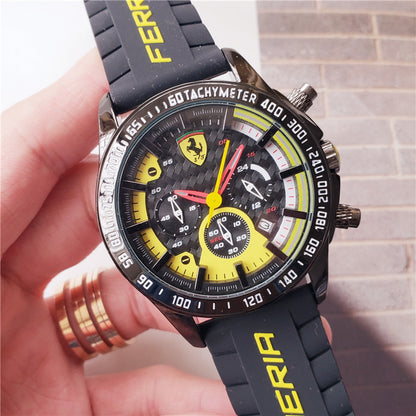Men's Vintage Quartz Watch with 6 Needles - Ferrari Style