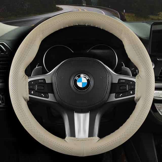 Audocvers Anti-Slip Leather Steering Wheel Cover 38cm