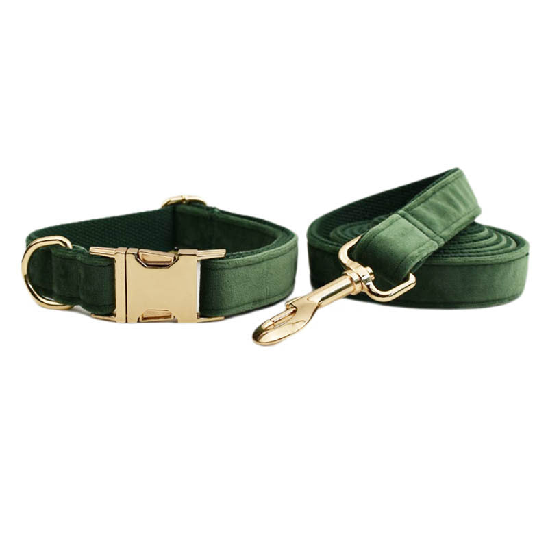 Velvet Pet dog cat Collar with Traction Rope