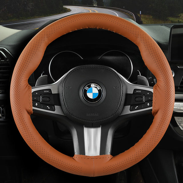 Audocvers Anti-Slip Leather Steering Wheel Cover 38cm