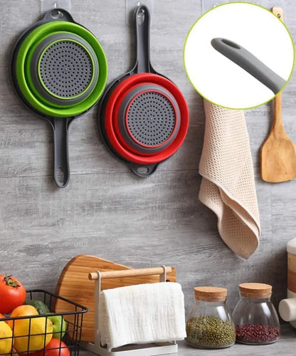 Foldable Silicone Colander with Handles - Kitchen Gadget