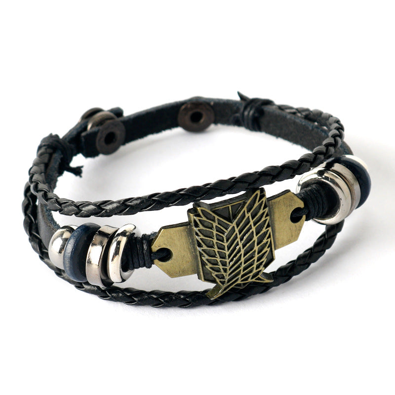 Anime Merch Accessories: Naruto, One Piece & Attack on Titan Leather Bracelet