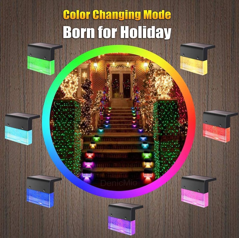 Solar powered Waterproof New RGB LED Solar Light Step Fence Light
