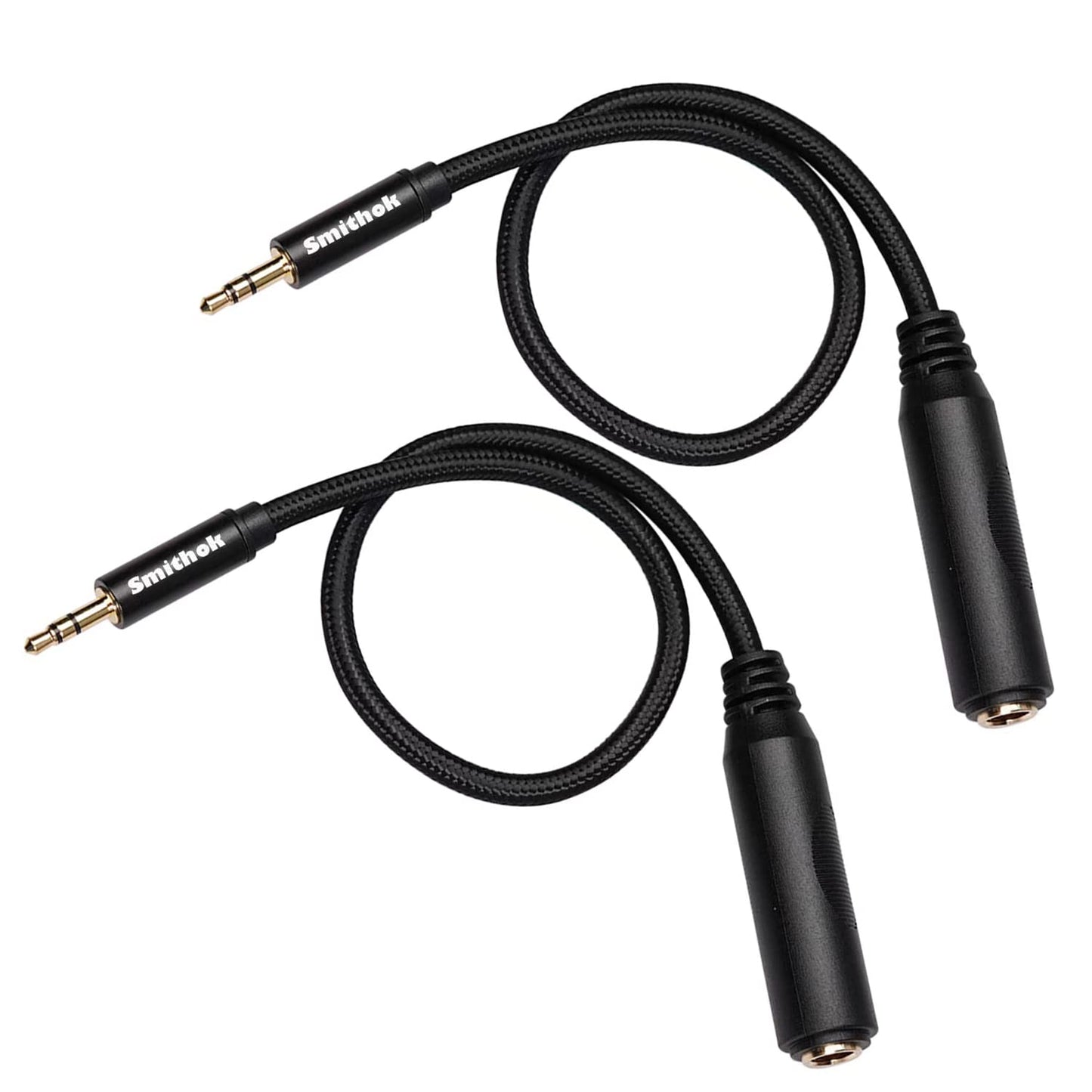 2 Pack 3.5mm to 1/4 inch Female Headphone Adapter Quarter 1/4 inch 6.35mm Stereo Female Jack to 1/8 inch 3.5mm Male Audio Adapter for Headphone Amplifiers Guitar Amp etc.- 12inch/30cm