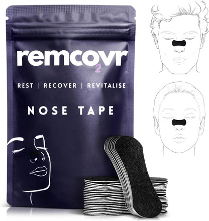 Remcovrs Nasal Strips for Breathing - 30 Nose Breathing Strips for Enhanced Oxygen Intake - Strong Adhesive Nasal Strips for Snoring - Breathing Nose Strips - 1 Month Supply - Nose Strips for Breathing