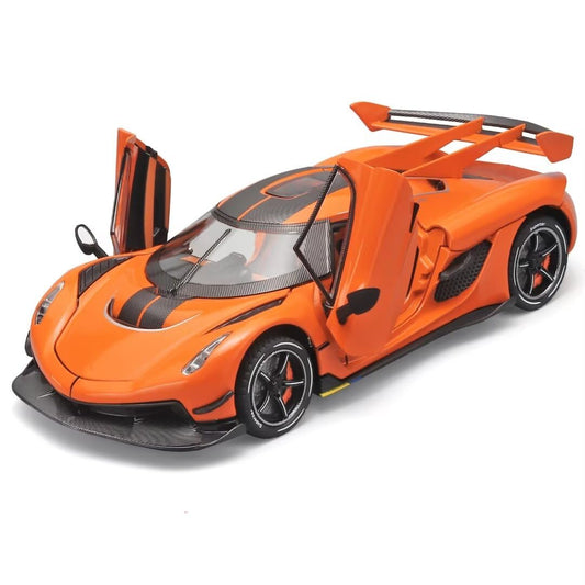 1/24 Jesko Metal Die Cast Toy Cars Collectibles Jesko Model Car Pull Back Jesko Toy Car with Light and SoundCars Gifts for Age 3+ Year Old Boys（Orange）