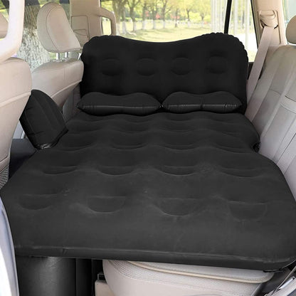 175x80x15cm Inflatable Car Air Mattress Travel Bed - Thickened Camping Bed Sleeping Pad with Car Air Pump 2 Pillows for Car Tent SUV Sedan Pickup Back Seat - Black