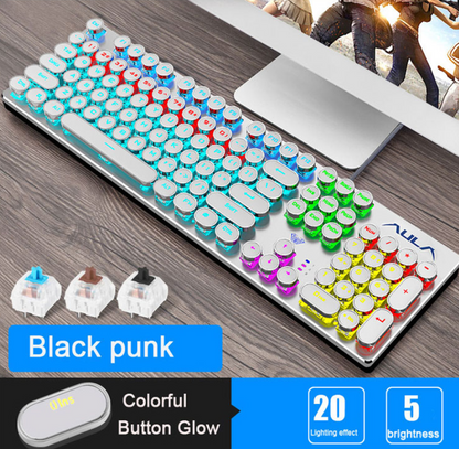 RGB Steampunk Mechanical Gaming Keyboard with Blue Switches 104 keys