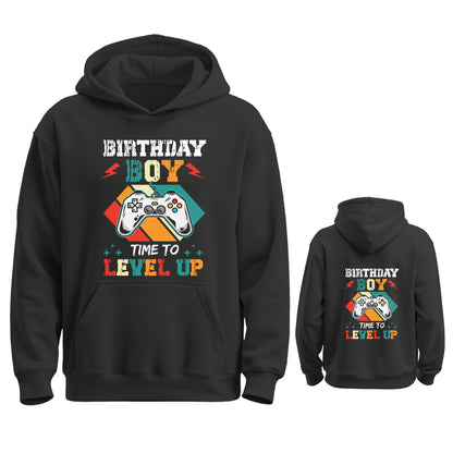 Okiretin Level Up Birthday Boy Video Game Novelty Pullover Hoodies With Pocket Casual Long Sleeve Hooded Sweatshirts for Kids