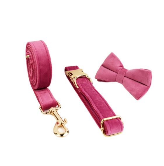 Velvet Pet dog cat Collar with Traction Rope