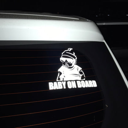 Funny Cartoon Baby on Board Reflective Car Sticker Decal 15x15cm