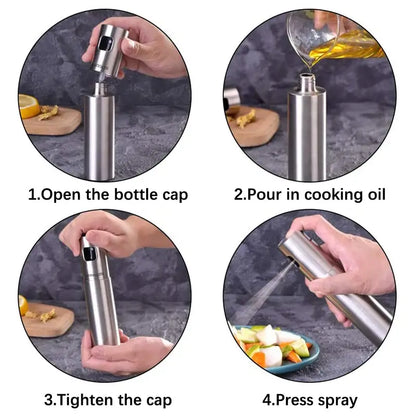 Stainless Steel BBQ Fuel Spray Bottle with Brush & Funnel