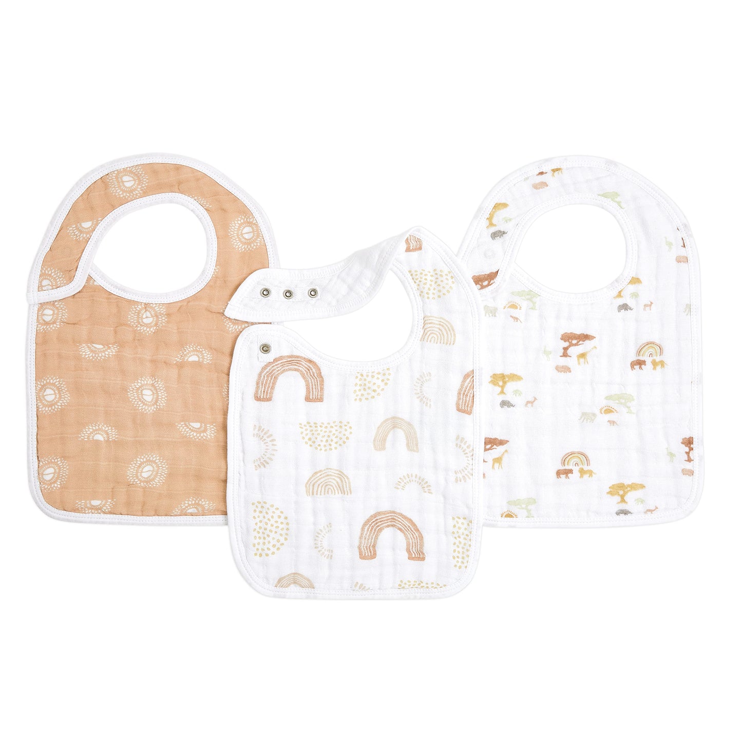 aden + anais 100% Cotton Muslin Snap Bib – Super Absorbent Soft 3-Layer Baby Bib for Boys & Girls with Adjustable Snap-Closure for Teething Eating Drooling 3-Pack Keep Rising