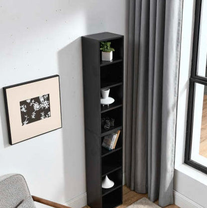 8 Tier Media Tower, CD DVD Slim Locker With Adjustable Shelves, High & Narrow Bookshelf Display Bookshelf, Suitable For Home Office, Multifunctional Double Deck Bookshelf