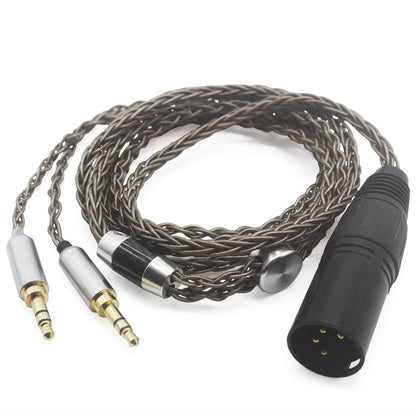 Youkamoo 4 Pin XLR Balanced Male Compatible for Hifiman HE4XX HE-400i Headphones 8 Core Braided Silver Plated Replacement Audio Upgrade Cable (2 x 3.5mm Version)