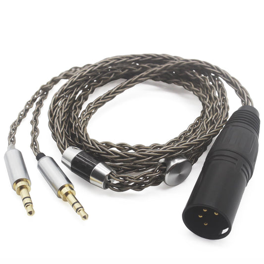 Youkamoo 4 Pin XLR Balanced Male Compatible for Hifiman HE4XX HE-400i Headphones 8 Core Braided Silver Plated Replacement Audio Upgrade Cable (2 x 3.5mm Version)