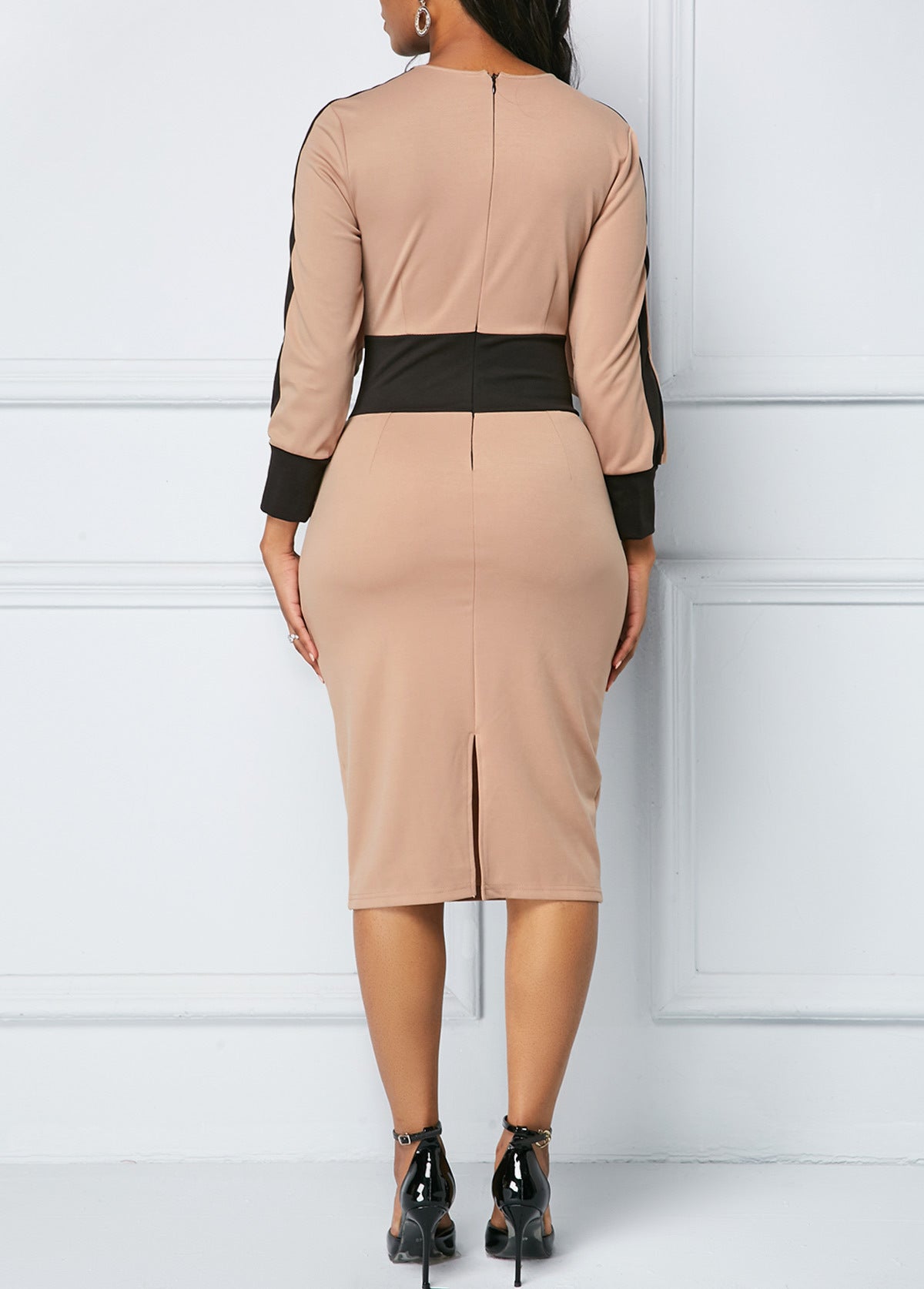 Color-Block Bodycon Sexy Evening Dress woman women date couple party night