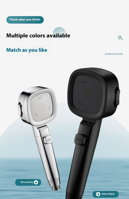 Three-Speed Filtered Supercharged Square Handheld Shower Head