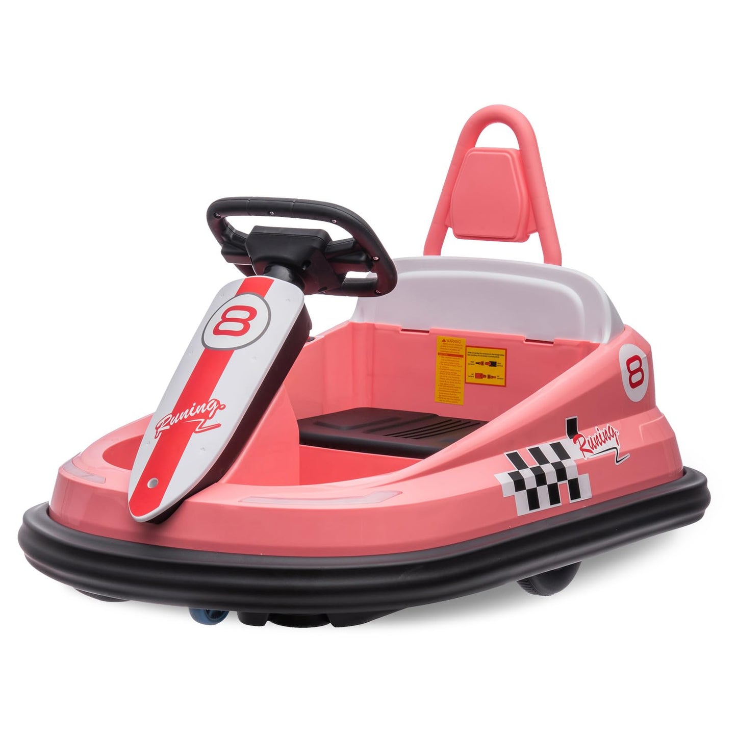 Hipicute Kids Bumper Car 6V Ride on Toys Electric Vehicle w/Steering Wheel 360 Degree Spin 2 Speeds Safety Belt LED Lights & Music & Horn Bumper Car for Kids Toddlers Pink