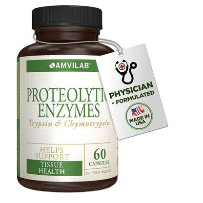 Amvilab - Proteolytic Enzymes - Trypsin & Chymotrypsin - Reduces Edema & Inflammation From Tissue Injury - Supports Digestive Tissue & Immune Health - Recovery Boost - Dietary Supplement -60 Capsules