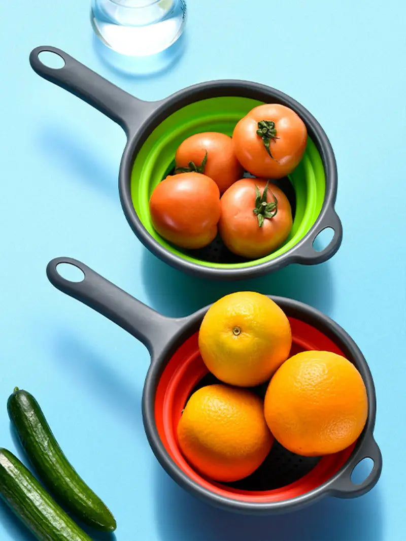 Foldable Silicone Colander with Handles - Kitchen Gadget