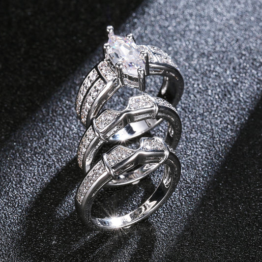 Couple Engagement Zirconia Ring Set birthday valentine romance gift