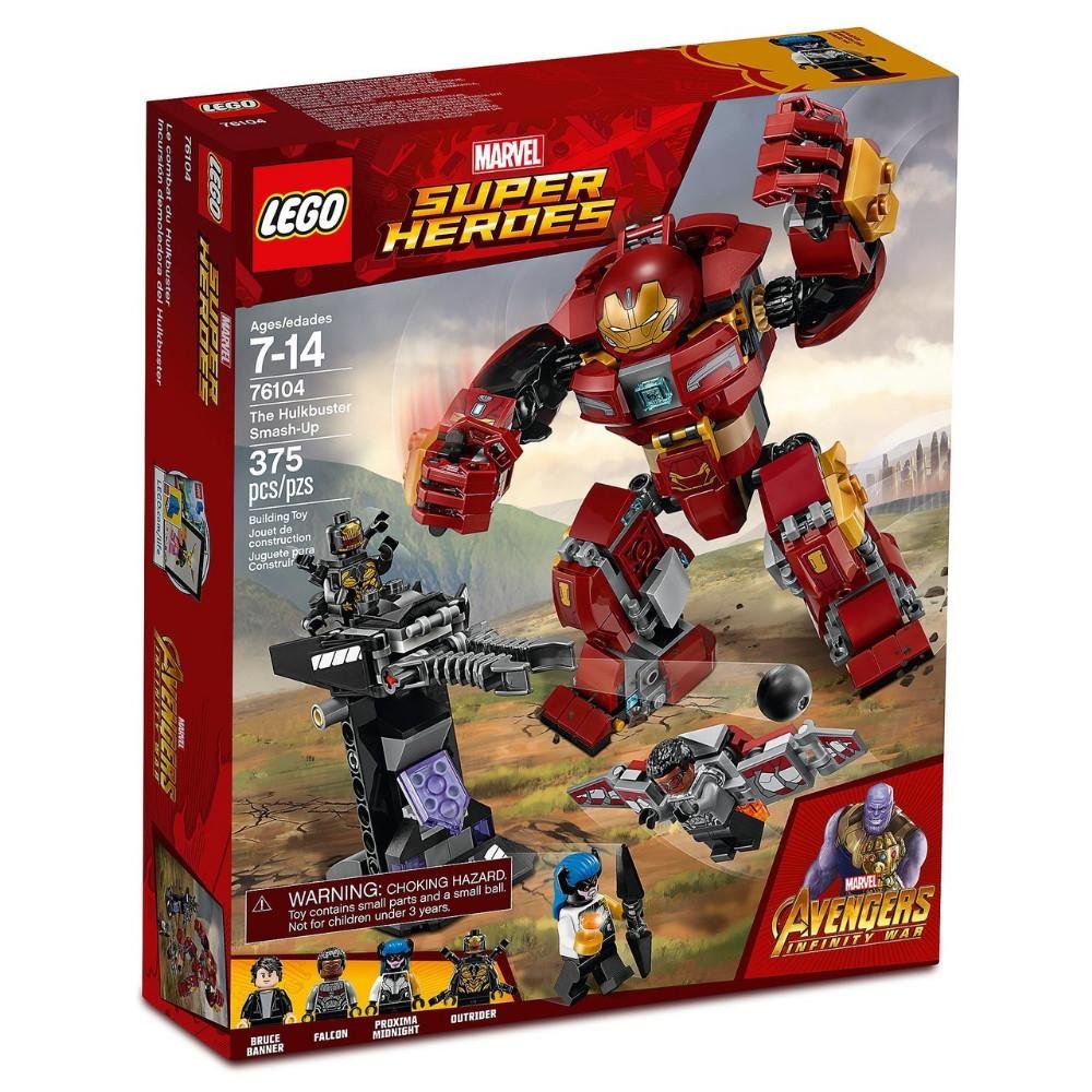 LEGO Marvel Super Heroes Avengers: Infinity War The Hulkbuster Smash-Up 76104 Building Kit features Proxima Midnight Outrider and Bruce Banner figures (375 Pieces)