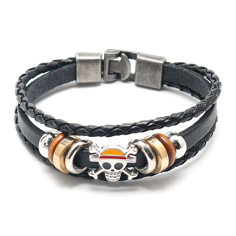 Anime Merch Accessories: Naruto, One Piece & Attack on Titan Leather Bracelet